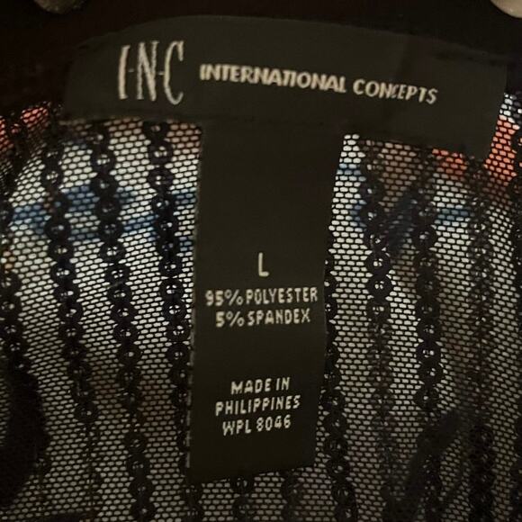 INC International Concepts V-neck Shirt Top Sparkly Semi-sheer L Holiday Party - Picture 3 of 8